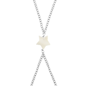 Parure de main acier motif étoile nacre blanche véritable 16+3cm - Vue 1