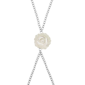 Parure de main acier motif rose nacre blanche véritable - Vue 1