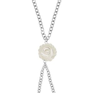 Parure de pied acier motif rose nacre blanche véritable 28+5cm - Vue 1