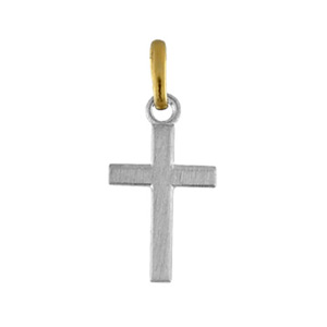 Pendentif acier et or petite croix plate - Vue 1