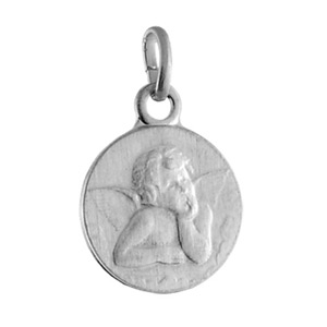 Pendentif acier médaille ange 14mm - Vue 1