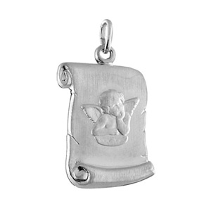 Pendentif acier parchemin ange - Vue 1