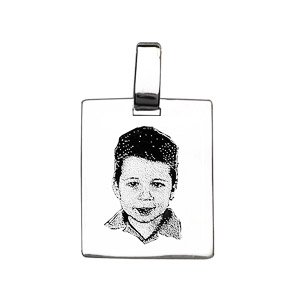 Pendentif argent gravure portrait - Vue 1