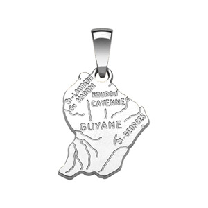 Pendentif argent rhodié carte guyane très grand modèle - Vue 1