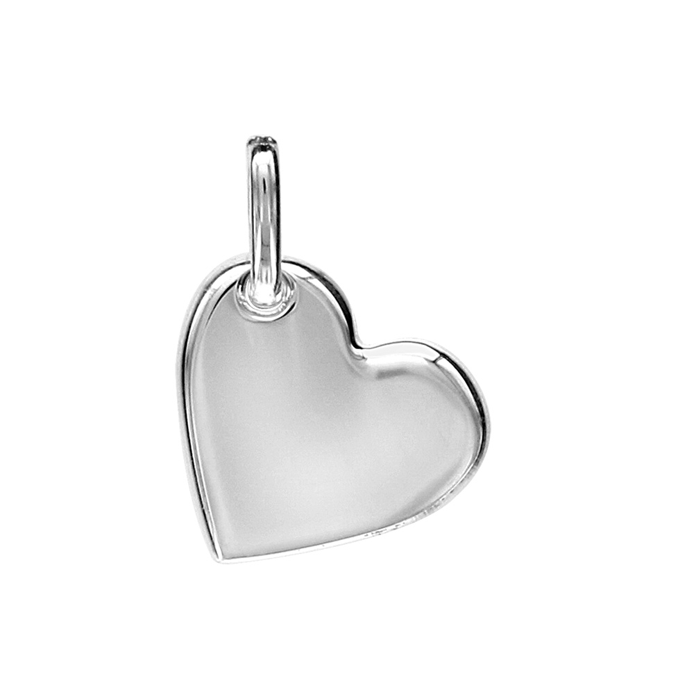 Pendentif argent rhodi� coeur plat trou� - Vue 1