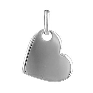 Pendentif argent rhodi coeur plat trou - Vue 1