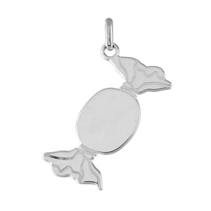 Pendentif argent rhodié forme bonbon - Vue 1
