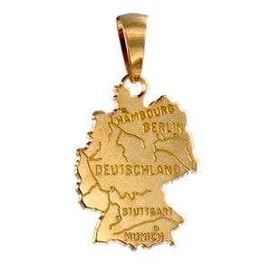 Pendentif carte Allemagne plaqué or - Vue 1