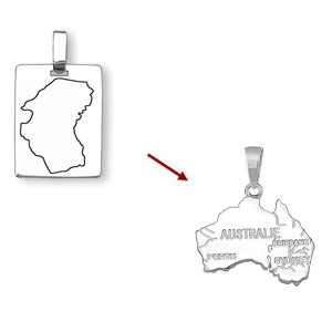 Pendentif carte argent sur mesure - Vue 1