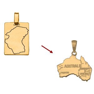 Pendentif carte plaqué or sur mesure - Vue 1