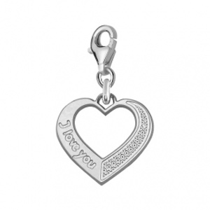Pendentif charm\'s coeur découpe gravé \