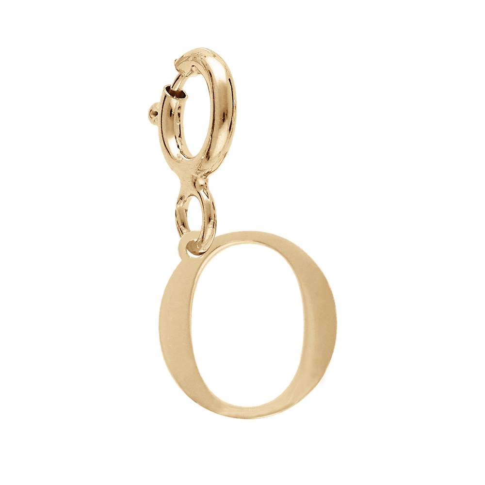 Pendentif Charms en argent et dorure jaune initiale lettre O sur fermoir anneau ressort - Vue 1