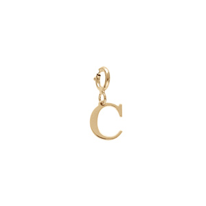 Pendentif Charms en argent et dorure jaune initiale lettre C sur fermoir anneau ressort - Vue 1