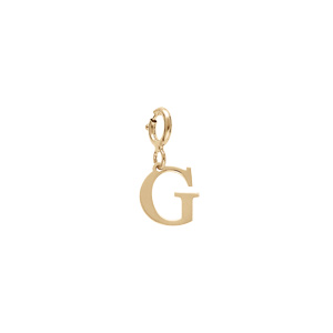 Pendentif Charms en argent et dorure jaune initiale lettre G sur fermoir anneau ressort - Vue 1