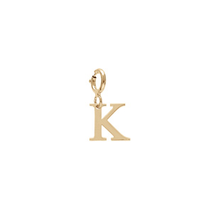 Pendentif Charms en argent et dorure jaune initiale lettre K sur fermoir anneau ressort - Vue 1