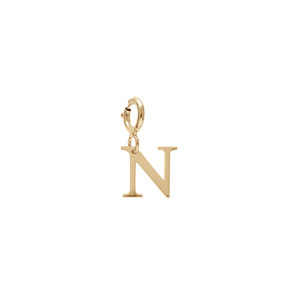 Pendentif Charms en argent et dorure jaune initiale lettre N sur fermoir anneau ressort - Vue 1