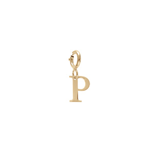 Pendentif Charms en argent et dorure jaune initiale lettre P sur fermoir anneau ressort - Vue 1