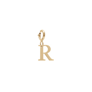 Pendentif Charms en argent et dorure jaune initiale lettre R sur fermoir anneau ressort - Vue 1
