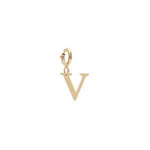 Pendentif Charms en argent et dorure jaune initiale lettre V sur fermoir anneau ressort - Vue 1