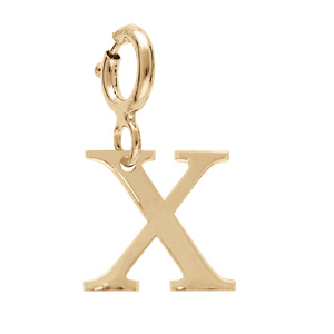 Pendentif Charms en argent et dorure jaune initiale lettre X sur fermoir anneau ressort - Vue 1