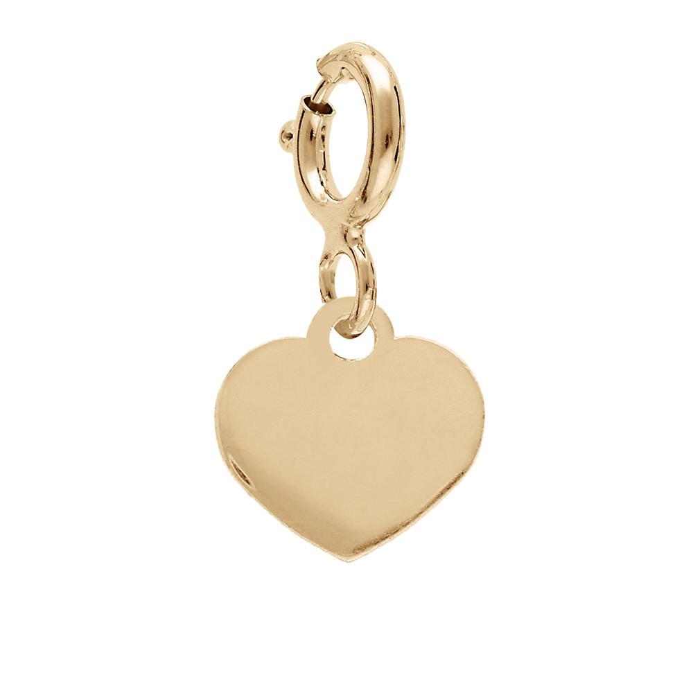 Pendentif Charms en argent et dorure jaune pampille coeur sur fermoir anneau ressort - Vue 1