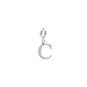 Pendentif Charms en argent rhodi initiale lettre C sur fermoir anneau ressort - Vue 1