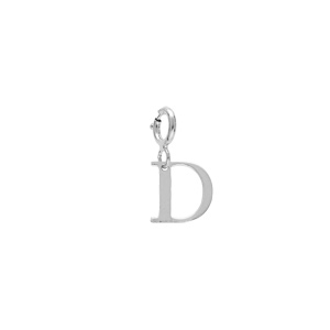 Pendentif Charms en argent rhodi initiale lettre D sur fermoir anneau ressort - Vue 1