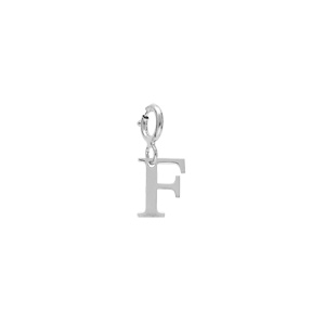 Pendentif Charms en argent rhodi initiale lettre F sur fermoir anneau ressort - Vue 1