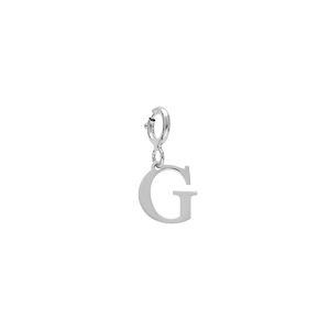 Pendentif Charms en argent rhodi initiale lettre G sur fermoir anneau ressort - Vue 1
