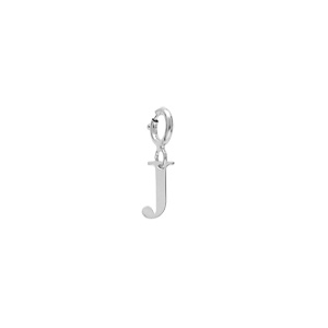Pendentif Charms en argent rhodi initiale lettre J sur fermoir anneau ressort - Vue 1