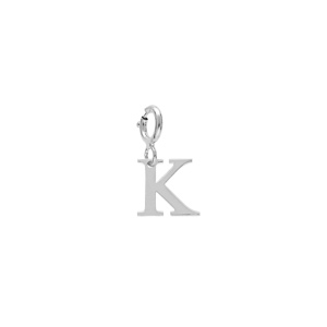 Pendentif Charms en argent rhodi initiale lettre K sur fermoir anneau ressort - Vue 1