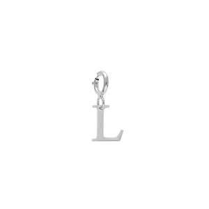 Pendentif Charms en argent rhodi initiale lettre L sur fermoir anneau ressort - Vue 1