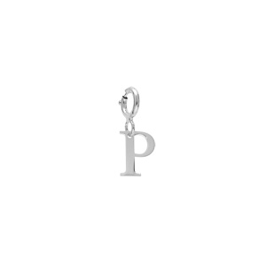 Pendentif Charms en argent rhodi initiale lettre P sur fermoir anneau ressort - Vue 1