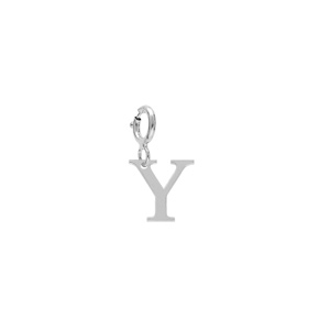 Pendentif Charms en argent rhodi initiale lettre Y sur fermoir anneau ressort - Vue 1