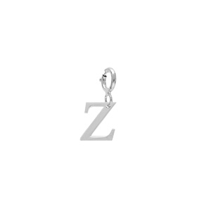 Pendentif Charms en argent rhodi initiale lettre Z sur fermoir anneau ressort - Vue 1