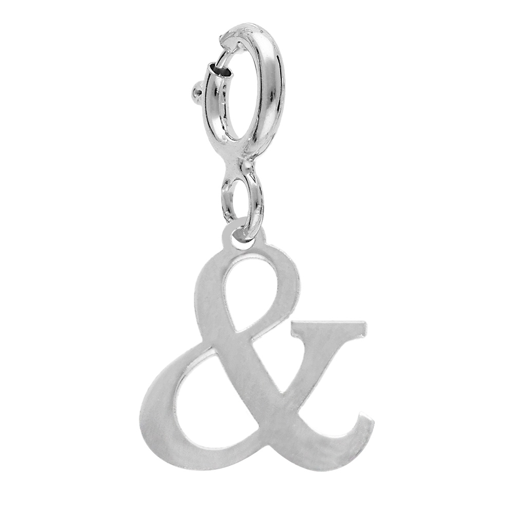 Pendentif Charms en argent rhodi� symbole & sur fermoir anneau ressort - Vue 1