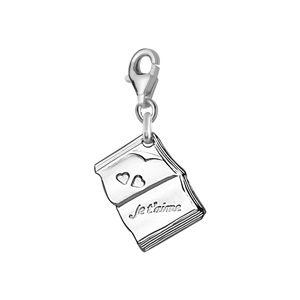 Pendentif charm\'s livre je t\'aime argent rhodié - Vue 1