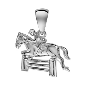 Pendentif Cheval saut d\'obstacle en argent - Vue 1
