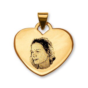 Pendentif coeur vermeil gravure portrait - Vue 1