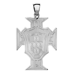 Pendentif croix du Portugal en argent rhodi grand modle - Vue 1