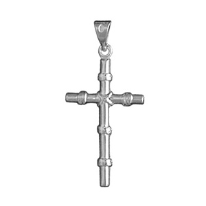 Pendentif croix en argent forme bois nou grand modle - Vue 1