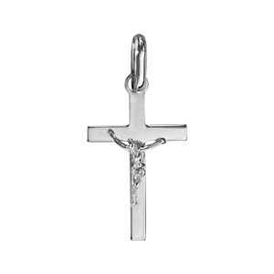 Pendentif croix en argent rhodi Jsus sur la croix petit modle - Vue 1