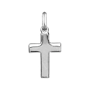 Pendentif croix en argent rhodi lisse et plate de 18mm - Vue 1