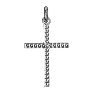 Pendentif croix en argent rhodié moyen modèle diamanté - Vue 1