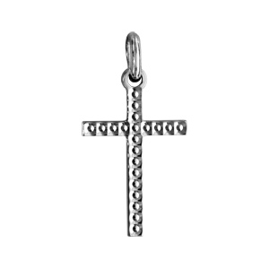 Pendentif croix en argent rhodi petit modle diamant - Vue 1