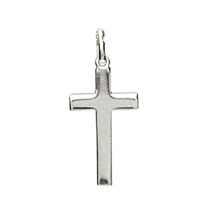 Pendentif croix en argent rhodi plate et lisse - Vue 1