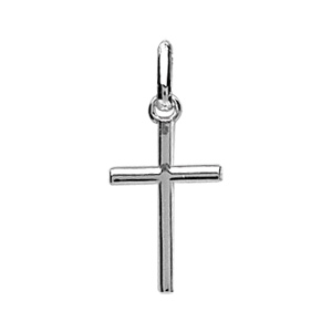 Pendentif croix en argent rhodi plate et lisse moyen modle 18mm - Vue 1