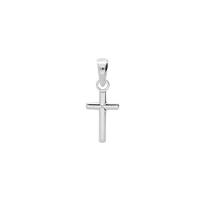 Pendentif croix en argent rhodi plate et lisse petit modle 10mm - Vue 1