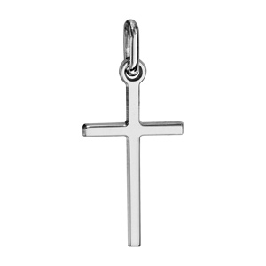 Pendentif croix en argent rhodi simple petit modle - Vue 1