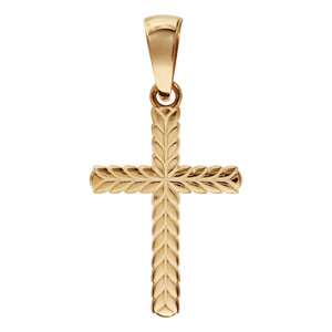 Pendentif croix en plaqu or dcor pis - Vue 1